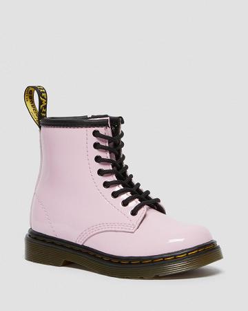 Botas con Cordones Dr Martens Toddler 1460 Charol Cuero Niños Rosas | MX 123ZUT